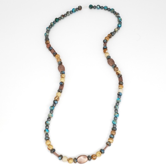 Boho 💥 Agates, Blue Jasper, Hematite Necklace - Picture 6 of 10